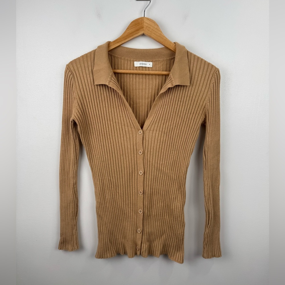Dissh Women Ribbed Long Sleeve‎ Cardigan Size 8